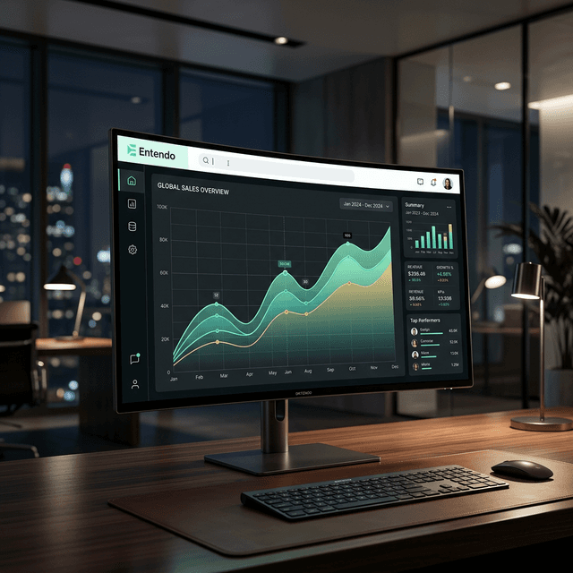 Plataforma Entendo com chat, gráficos e tabelas